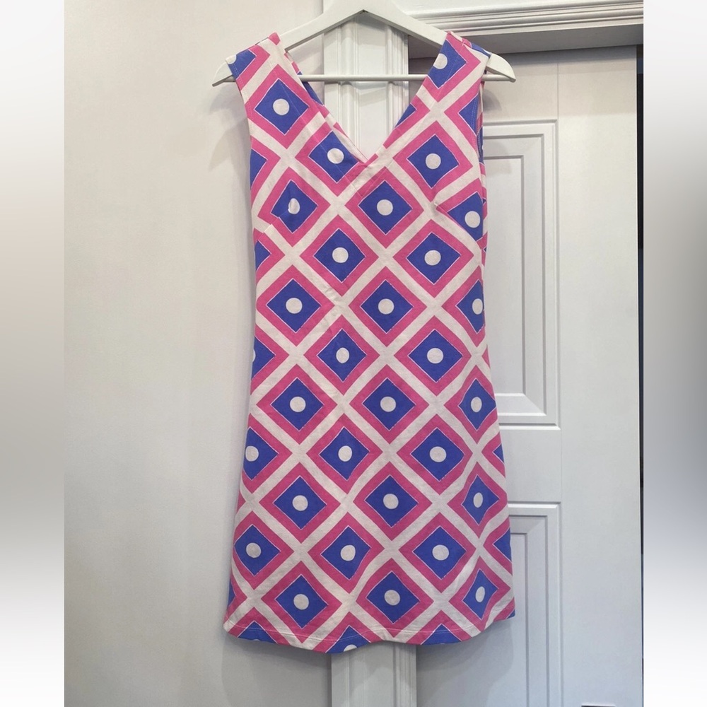 MAHI GOLD PURPLE PINK PRINT PARADISE DRESS XS GEOMETRIC
